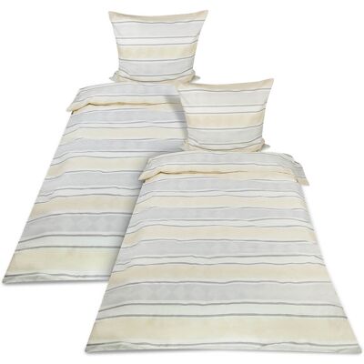 4tlg Biber Bettwäsche Viola Beige 200cm, 135cm - Beautissu 4tlg Biber Bettwäsche Viola Beige 200cm, 135cm - Beautissu
