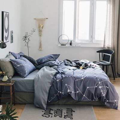 HEAT Bedrucktes Bettwäscheset Aus 100 % Natürlicher Baumwolle Mit Reißverschluss, 2 Kissenbezüge 51 X 92 Cm, Bettbezug 264 X 229 Cm, 4-teiliges Set, Weiche Und Atmungsaktive Bettwäsche. HEAT Bedrucktes Bettwäscheset Aus 100 % Natürlicher Baumwolle Mit Reißverschluss, 2 Kissenbezüge 51 X 92 Cm, Bettbezug 264 X 229 Cm, 4-teiliges Set, Weiche Und Atmungsaktive Bettwäsche.