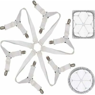 ENLENK Spanner Für Spannbettlaken, Verstellbare Elastische Bettlaken-halter Mit 3-wege-befestigung Und 6 Seiten, Bettwäsche-klammern, Laken-halter Für Bettlaken, Sofakissen Und Matratzen, Weiß ENLENK Spanner Für Spannbettlaken, Verstellbare Elastische Bettlaken-halter Mit 3-wege-befestigung Und 6 Seiten, Bettwäsche-klammern, Laken-halter Für Bettlaken, Sofakissen Und Matratzen, Weiß