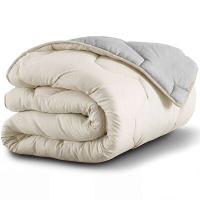 IDMARKET Bettdecke 140x200 Cm Abby Zweifarbig Hellgrau Und Beige 300 Gr IDMARKET Bettdecke 140x200 Cm Abby Zweifarbig Hellgrau Und Beige 300 Gr