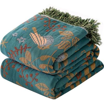 OEM Sofadecke – Tagesdecke – Sofaüberwurf – Decke – Vogel- Und Blumenmuster – 150 × 200 Cm – Baumwolle – Grün OEM Sofadecke – Tagesdecke – Sofaüberwurf – Decke – Vogel- Und Blumenmuster – 150 × 200 Cm – Baumwolle – Grün