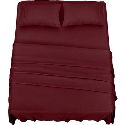 OEM Bettwäsche-set Aus Polyester-mikrofaser (4-teilig, Burgunderrot) – 1 Spannbettlaken 150 X 200 Cm, 1 Bettlaken 266 X 259 Cm Und 2 Kissenbezüge 50 X 75 Cm OEM Bettwäsche-set Aus Polyester-mikrofaser (4-teilig, Burgunderrot) – 1 Spannbettlaken 150 X 200 Cm, 1 Bettlaken 266 X 259 Cm Und 2 Kissenbezüge 50 X 75 Cm