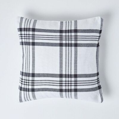 Homescapes Weiße & Schwarze Tartan-Kissenhülle - Kissenhülle Homescapes Weiße & Schwarze Tartan-Kissenhülle - Kissenhülle