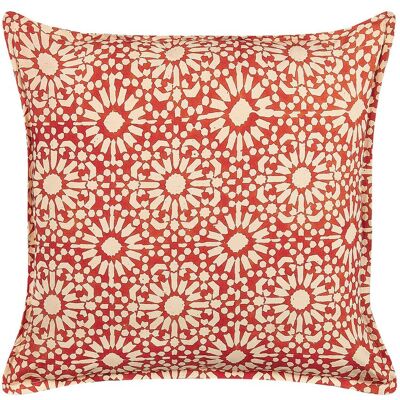 Beliani Baumwollkissen Rotes Creme Geometrisches Muster 45 x 45 cm - Kissen Beliani Baumwollkissen Rotes Creme Geometrisches Muster 45 x 45 cm - Kissen