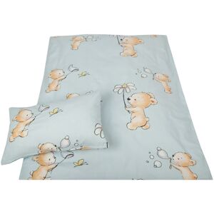 Bestlivings - Kinder Bettwäsche 2-tlg ( 100x135cm / 40x60cm ) Bettdecken Set, 100% Baumwolle - Babybettwäsche mit Motiv - Bärchen Blau - Bärchen Blau