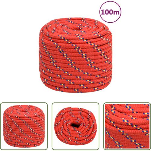VIDAXL Segelbootseil - Bootsseil Rot 16 mm 100 m Polypropylen