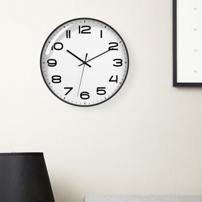 JUTE 12-zoll-wohnzimmerwanduhr, Schlichtes Design, Kunststoffuhr Für Zuhause, Geräuschlose Quarzuhr, G2001 Exportfabrik, Weißes Zifferblatt, Schwarzer Rahmen. JUTE 12-zoll-wohnzimmerwanduhr, Schlichtes Design, Kunststoffuhr Für Zuhause, Geräuschlose Quarzuhr, G2001 Exportfabrik, Weißes Zifferblatt, Schwarzer Rahmen.