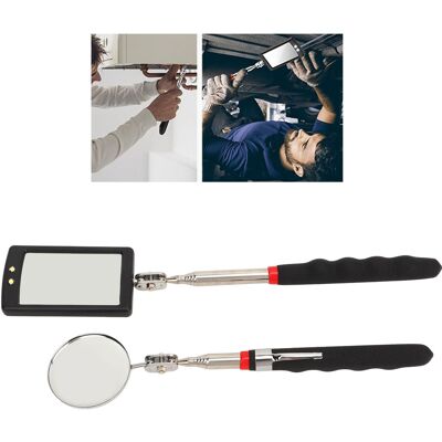 JUTE Einziehbare 2-teilige Untersuchungslupe (runder Spiegel) + Quadratischer Led-spiegel JUTE Einziehbare 2-teilige Untersuchungslupe (runder Spiegel) + Quadratischer Led-spiegel