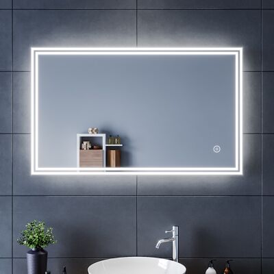 Led-spiegel Badezimmerspiegel Mit Led-beleuchtung Kosmetikspiegel Wandspiegel Licht Illumination Mit Touch Control 100x60 Cm - Sirhona Led-spiegel Badezimmerspiegel Mit Led-beleuchtung Kosmetikspiegel Wandspiegel Licht Illumination Mit Touch Control 100x60 Cm - Sirhona