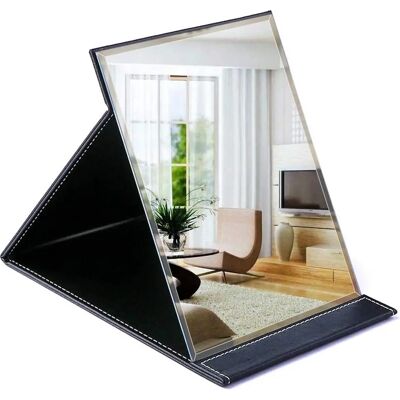 Minkurow Kunstleder Klapptisch Spiegel Tischspiegel Transparent Standspiegel Kompakter Reisespiegel (schwarz) Minkurow Kunstleder Klapptisch Spiegel Tischspiegel Transparent Standspiegel Kompakter Reisespiegel (schwarz)