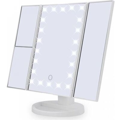 TORMATOR Kosmetikspiegel, Dreiteiliger Vergrößerungsspiegel Mit 22 Leds, 10-fach/3-fach/2-facher Vergrößerung, Beleuchtetem Touchscreen, Dualer Stromversorgung Und 180°-drehung TORMATOR Kosmetikspiegel, Dreiteiliger Vergrößerungsspiegel Mit 22 Leds, 10-fach/3-fach/2-facher Vergrößerung, Beleuchtetem Touchscreen, Dualer Stromversorgung Und 180°-drehung