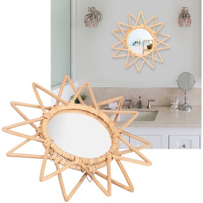JUTE Schminktischspiegel Im Nordischen Stil, Dekorativer Rattanspiegel, Künstlerischer Wandspiegel Für Badezimmer Oder Hotellounge, Retro-schminkspiegel, Stern JUTE Schminktischspiegel Im Nordischen Stil, Dekorativer Rattanspiegel, Künstlerischer Wandspiegel Für Badezimmer Oder Hotellounge, Retro-schminkspiegel, Stern