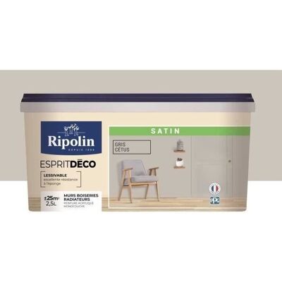 Ripolin Satin-Finishfarbe - Wände, Holzarbeiten, Heizkörper - Grau Cetus - Farbe Ripolin Satin-Finishfarbe - Wände, Holzarbeiten, Heizkörper - Grau Cetus - Farbe