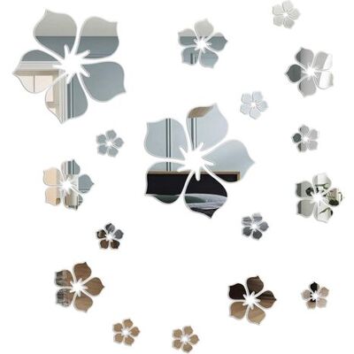 ENLENK 3d Abnehmbare Selbstklebende Acryl-wandspiegel Mit Blumenmotiv, Wanddekoration Für Wohnzimmer, Schlafzimmer, Badezimmer, Silber ENLENK 3d Abnehmbare Selbstklebende Acryl-wandspiegel Mit Blumenmotiv, Wanddekoration Für Wohnzimmer, Schlafzimmer, Badezimmer, Silber