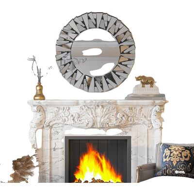 OEM Wandspiegel, Dekoratives Sonnenstrahlen-design, Einfache Wandmontage, Silber OEM Wandspiegel, Dekoratives Sonnenstrahlen-design, Einfache Wandmontage, Silber
