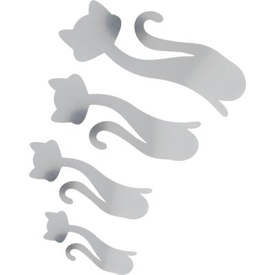 HEAT Set Mit 10 Silbernen, Katzenförmigen Spiegel-wandaufklebern, Diy-wanddekoration Für Wohnzimmer Oder Schlafzimmer HEAT Set Mit 10 Silbernen, Katzenförmigen Spiegel-wandaufklebern, Diy-wanddekoration Für Wohnzimmer Oder Schlafzimmer