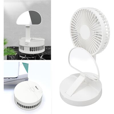 JUTE Kleiner, Faltbarer Und Wiederaufladbarer Tischventilator Mit Integriertem Kosmetikspiegel, Ideal Für Studentenwohnheim Oder Büro, 2-in-1-ventilator-spiegel, Weiß JUTE Kleiner, Faltbarer Und Wiederaufladbarer Tischventilator Mit Integriertem Kosmetikspiegel, Ideal Für Studentenwohnheim Oder Büro, 2-in-1-ventilator-spiegel, Weiß