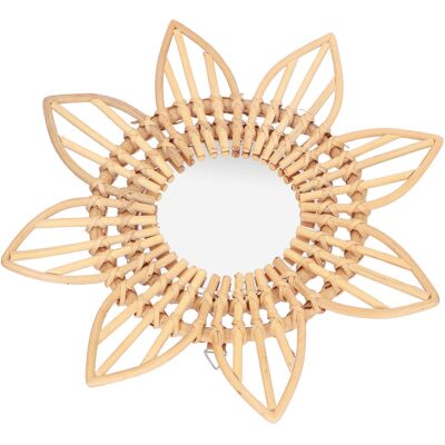 HEAT Innovativer Rattan-kunst-dekorations-schminkspiegel Retro-ankleide-badezimmer-wandspiegel Blume HEAT Innovativer Rattan-kunst-dekorations-schminkspiegel Retro-ankleide-badezimmer-wandspiegel Blume