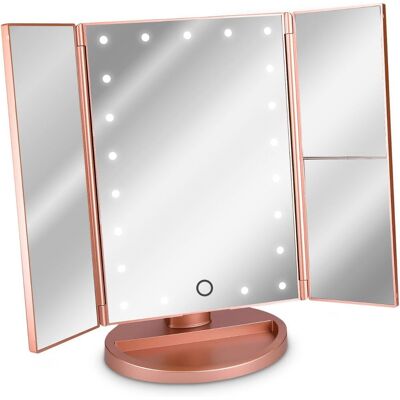 LANGRAY Minkurow Led Kosmetikspiegel Faltbarer Standspiegel - Beleuchteter Schminkspiegel 2x 3x Vergrößerungsspiegel - Roségold LANGRAY Minkurow Led Kosmetikspiegel Faltbarer Standspiegel - Beleuchteter Schminkspiegel 2x 3x Vergrößerungsspiegel - Roségold