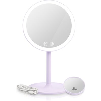 Emke Kosmetikspiegel Mit Beleuchtung Wiederaufladbarer Schminkspiegel, Led Kosmetikspiegel Mit 3 Lichtfarben, 1/3x Vergrößerung, 90°schwenkbar, Touchschalter Und Memory-funktion(violett) Emke Kosmetikspiegel Mit Beleuchtung Wiederaufladbarer Schminkspiegel, Led Kosmetikspiegel Mit 3 Lichtfarben, 1/3x Vergrößerung, 90°schwenkbar, Touchschalter Und Memory-funktion(violett)
