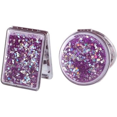 XL DESTOCK 2er-pack Kleine, Doppelseitige Faltspiegel, Vergrößerungsspiegel, Kompakt Und Glitzernd, Tragbar, Reise-make-up-spiegel, Lila XL DESTOCK 2er-pack Kleine, Doppelseitige Faltspiegel, Vergrößerungsspiegel, Kompakt Und Glitzernd, Tragbar, Reise-make-up-spiegel, Lila