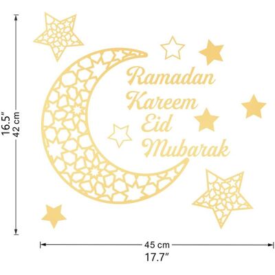 JUTE 3d-acryl-spiegel-wandaufkleber, Ramadan-halbmond-design, Jm844 Gold (wie Abgebildet) JUTE 3d-acryl-spiegel-wandaufkleber, Ramadan-halbmond-design, Jm844 Gold (wie Abgebildet)