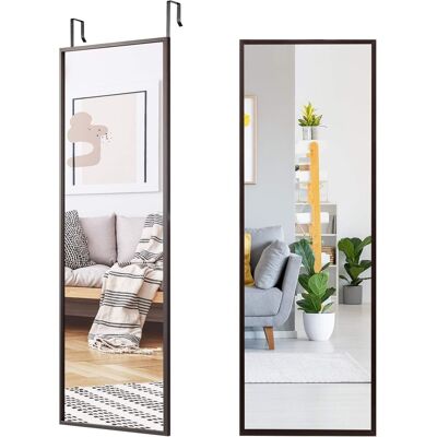 Costway - Wandspiegel Mit Höhenverstellbaren Hängehaken, Türspiegel Hängespiegel Ganzkörperspiegel, 107x36,5cm Braun Costway - Wandspiegel Mit Höhenverstellbaren Hängehaken, Türspiegel Hängespiegel Ganzkörperspiegel, 107x36,5cm Braun