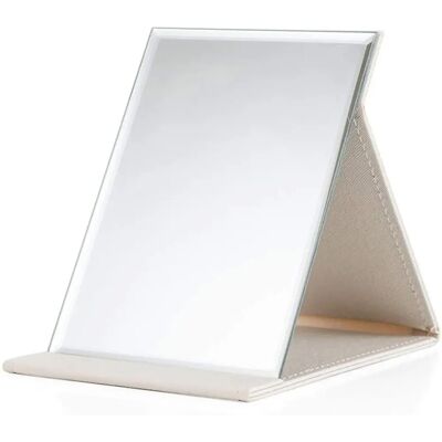 Minkurow Kunstleder Klapptisch Spiegel Tischspiegel Transparent Standspiegel Kompakter Reisespiegel (weiß) Minkurow Kunstleder Klapptisch Spiegel Tischspiegel Transparent Standspiegel Kompakter Reisespiegel (weiß)