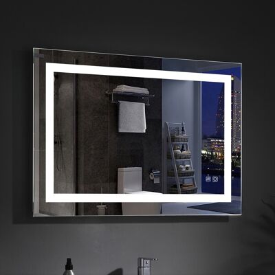 MIQU Badspiegel 90 X 60 Cm Mit Beleuchtung Led Rechteckig Badezimmer Wandspiegel Antibeschlage Lichtspiegel Mit Touchschalter Ip44 Kaltweissen Mid MIQU Badspiegel 90 X 60 Cm Mit Beleuchtung Led Rechteckig Badezimmer Wandspiegel Antibeschlage Lichtspiegel Mit Touchschalter Ip44 Kaltweissen Mid