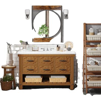 OEM Wandspiegel, Quadratisch, Industriestil, Holz, 63 X 76 Cm OEM Wandspiegel, Quadratisch, Industriestil, Holz, 63 X 76 Cm