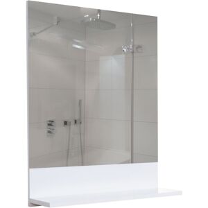 Wandspiegel mit Ablage HHG 616, Badspiegel Badezimmer, hochglanz 75x60cm weiß - white