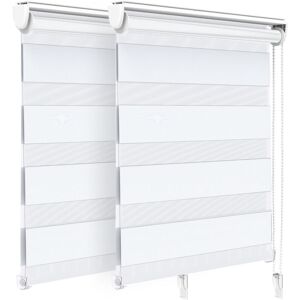 2er Set Doppelrollo Klemmfix Ohne Bohren, Duo Rollo Klemmrollo Für Fenster Und Tür, 80x150 Cm, Weiß - Vounot 2er Set Doppelrollo Klemmfix Ohne Bohren, Duo Rollo Klemmrollo Für Fenster Und Tür, 80x150 Cm, Weiß - Vounot