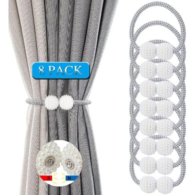 URSUS 8er-set Vorhanghalter Magnetische Vorhanghalter Vorhanghalter Mit Seil Und Magnetkugel Für Heim-, Büro- Und Hoteldekoration (silbergrau) URSUS 8er-set Vorhanghalter Magnetische Vorhanghalter Vorhanghalter Mit Seil Und Magnetkugel Für Heim-, Büro- Und Hoteldekoration (silbergrau)