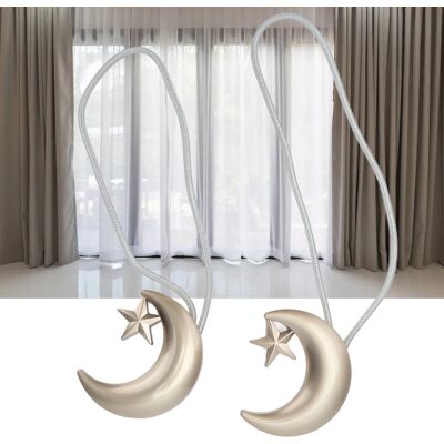 JUTE Raffhalter Für Gardinen, Stern- Und Mondmagnete, Gardinenclips, Einfache Magnetische Raffhalter, Fensterdekorationszubehör, 2er-set, Gold. JUTE Raffhalter Für Gardinen, Stern- Und Mondmagnete, Gardinenclips, Einfache Magnetische Raffhalter, Fensterdekorationszubehör, 2er-set, Gold.