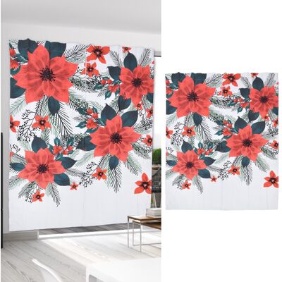 JUTE 3d-gedruckte Vorhänge Mit Rotem Blumen- Und Grünem Blättermuster, Für Balkon Oder Veranda, 170 X 200 Cm JUTE 3d-gedruckte Vorhänge Mit Rotem Blumen- Und Grünem Blättermuster, Für Balkon Oder Veranda, 170 X 200 Cm