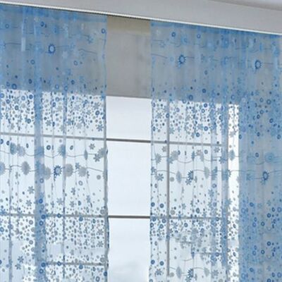 HEAT Eleganter Und Innovativer, Transparenter Voile-vorhang Mit Durchscheinendem Blumenmuster, Himmelblau, 100 X 250 Cm / 39,4 X 98,4 Zoll (haken Inklusive). HEAT Eleganter Und Innovativer, Transparenter Voile-vorhang Mit Durchscheinendem Blumenmuster, Himmelblau, 100 X 250 Cm / 39,4 X 98,4 Zoll (haken Inklusive).