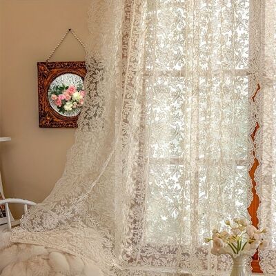 OEM Beigefarbener Voile-vorhang – 130 X 100 Cm – Retro-spitze – Blumenmuster – Lichtdurchlässig – Für Kleine Fenster OEM Beigefarbener Voile-vorhang – 130 X 100 Cm – Retro-spitze – Blumenmuster – Lichtdurchlässig – Für Kleine Fenster