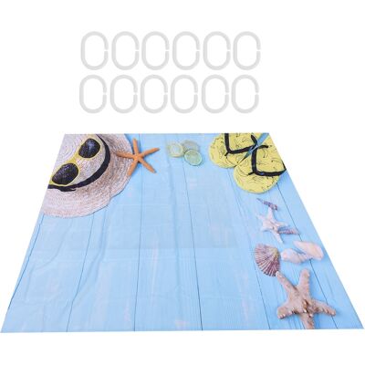 HEAT Wasserdichter Duschvorhang Aus Polyester Mit Strandmuster, 180 X 200 Cm, Mit Haken Für Badezimmer/zuhause HEAT Wasserdichter Duschvorhang Aus Polyester Mit Strandmuster, 180 X 200 Cm, Mit Haken Für Badezimmer/zuhause