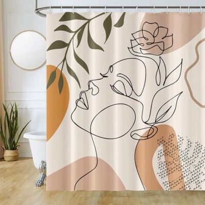 OEM Pa Duschvorhang Mit Abstraktem Gesicht, Schwarze Duschvorhänge, Minimalistische Linien, Badvorhang, Schimmelfest, Wasserdicht, Waschbar, Badezimmervorhang Aus Polyestergewebe, 180 L X 180 H Cm OEM Pa Duschvorhang Mit Abstraktem Gesicht, Schwarze Duschvorhänge, Minimalistische Linien, Badvorhang, Schimmelfest, Wasserdicht, Waschbar, Badezimmervorhang Aus Polyestergewebe, 180 L X 180 H Cm