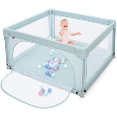 Costway - 120 X 120cm Baby Laufstall Mit 50 Spielbaellen, Laufgitter Mit Atmungsaktivem Netz Und Reissverschluss, Krabbelgitter Mit Tür, Laufgitterzelt Für Saeuglinge Und Kleinkinder Blau Costway - 120 X 120cm Baby Laufstall Mit 50 Spielbaellen, Laufgitter Mit Atmungsaktivem Netz Und Reissverschluss, Krabbelgitter Mit Tür, Laufgitterzelt Für Saeuglinge Und Kleinkinder Blau