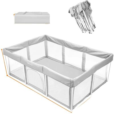 OEM Laufgitter Für Babys, Faltbar, Sicherer Spielbereich Für Drinnen, Grau, 120 X 180 X 65 Cm OEM Laufgitter Für Babys, Faltbar, Sicherer Spielbereich Für Drinnen, Grau, 120 X 180 X 65 Cm