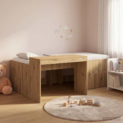 SORRUDER Vidaxl Hochbett Mit Schreibtisch Für Kinder Artisan-eiche 75 X 190 Cm SORRUDER Vidaxl Hochbett Mit Schreibtisch Für Kinder Artisan-eiche 75 X 190 Cm