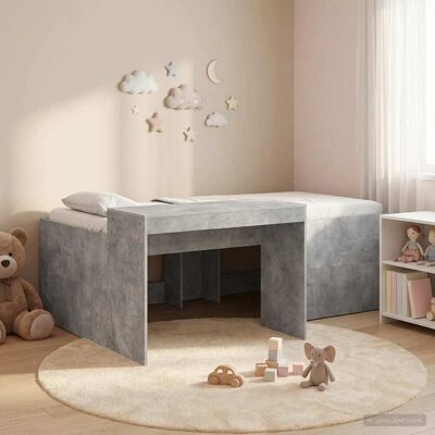 SORRUDER Vidaxl Hochbett Mit Schreibtisch Für Kinder Betongrau 80 X 200 Cm SORRUDER Vidaxl Hochbett Mit Schreibtisch Für Kinder Betongrau 80 X 200 Cm