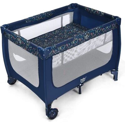 Costway 2 In 1 Reisebett & Laufstall Klappbar, 120 X 60cm Kinderbett, 2 Ebenen Babybett Mit Matratze Und Tragetasche Blau Costway 2 In 1 Reisebett & Laufstall Klappbar, 120 X 60cm Kinderbett, 2 Ebenen Babybett Mit Matratze Und Tragetasche Blau