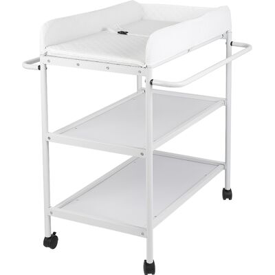 Haloyo - Mobiler Wickeltisch Wickelkommode Mit Badewanne Klappbar Wickelauflage Ablagefächer Rolle Weiß Haloyo - Mobiler Wickeltisch Wickelkommode Mit Badewanne Klappbar Wickelauflage Ablagefächer Rolle Weiß