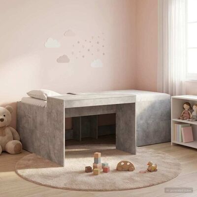 SORRUDER Vidaxl Hochbett Mit Schreibtisch Für Kinder Betongrau 90 X 200 Cm SORRUDER Vidaxl Hochbett Mit Schreibtisch Für Kinder Betongrau 90 X 200 Cm