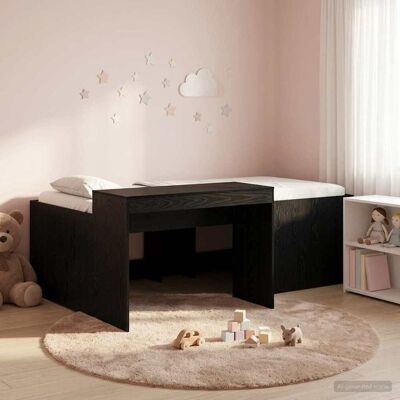 SORRUDER Vidaxl Hochbett Mit Schreibtisch Für Kinder Schwarz Holzwerkstoff SORRUDER Vidaxl Hochbett Mit Schreibtisch Für Kinder Schwarz Holzwerkstoff