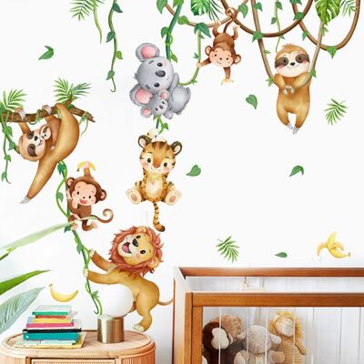 IOOMVOL Wandtattoos Mit Dschungeltieren: Koala, Löwe, Affe, Faultier, Lianen. Wanddekoration Für Kinderzimmer, Babyzimmer, Kinderzimmer Und Wohnzimmer. IOOMVOL Wandtattoos Mit Dschungeltieren: Koala, Löwe, Affe, Faultier, Lianen. Wanddekoration Für Kinderzimmer, Babyzimmer, Kinderzimmer Und Wohnzimmer.