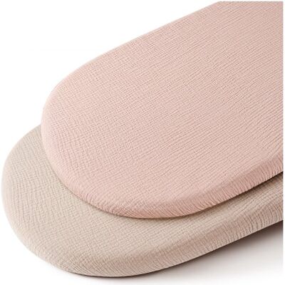 OEM 2-teilig – Musselin-spannbettlaken Für Babybett/kinderwagenmatratze – Rosa Und Khaki – 80 X 40 Cm – Wickelauflagenbezug OEM 2-teilig – Musselin-spannbettlaken Für Babybett/kinderwagenmatratze – Rosa Und Khaki – 80 X 40 Cm – Wickelauflagenbezug