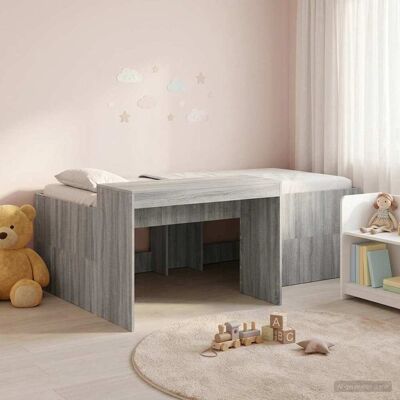 SORRUDER Vidaxl Hochbett Mit Schreibtisch Für Kinder Grau Sonoma Holzwerkstoff SORRUDER Vidaxl Hochbett Mit Schreibtisch Für Kinder Grau Sonoma Holzwerkstoff